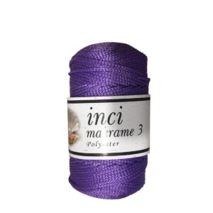 3 mm Eflatun Makrome İpi Polyester – Güçlü ve Uzun Ömürlü Hobi İpi 100 gr